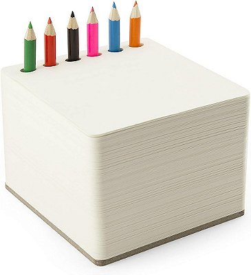 Bloco de Desenho Quadrado Chunky jOTBLOCK da Three by Three Seattle: Com 6 lápis de cor para memos, notas, desenhos, cartas e escritório (550 folhas)