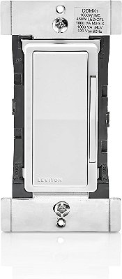 Interruptor atenuador digital Leviton Decora para balastros fluorescentes Mark 10, MLV, LED regulável, lâmpadas halógenas e incandescentes, DDMX1-BLZ, branco