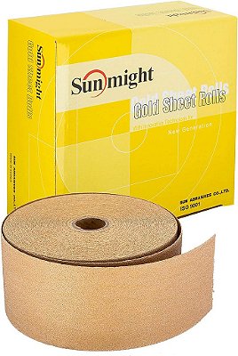 Rolo de folha de lixa Sunmight Gold 2-3/4 X 45yd 220G com adesivo sensível à pressão, 06111, 1 rolo