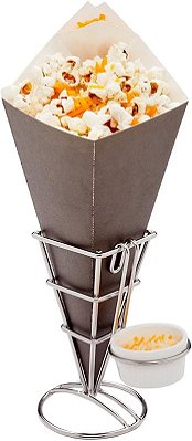 Restaurantware Conetek 11.5 Polegadas Eco-Friendly Cones para Finger Food Pretos com Bolso Embutido para Mergulho de Condimentos: Perfeito para Aperitivos - Cone de Papel Seguro para Alimentos - Descartável e Rec