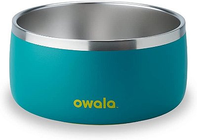 Owala Pet Bowl - Tigela Durável de Aço Inoxidável, Tigela de Comida e Água para Cães, Gatos e Todos os Animais de Estimação, Base Antiderrapante, 48oz - Azul-petróleo (