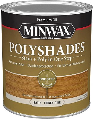 Minwax PolyShades Corante para Madeira + Acabamento de Poliuretano - Um Quarto, Pinho Mel, Satin