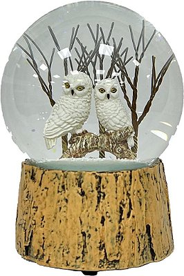 Globo de neve decorativo de corujas das neves Ashfield & Harkness com caixinha de música de corda