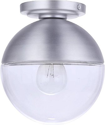 Luminária externa esférica de montagem embutida Craftmade ZA3417-SA Evie, 1 luz de 60 watts, 8H x 8W, alumínio acetinado.