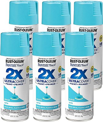 Rust-Oleum 334095-6PK Toque de Pintor 2X Cobertura Ultra Spray Paint, 12 oz, Acabamento acetinado à beira-mar, 6 embalagens