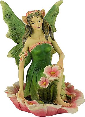 Estátua de Fada do Design Toscano Fairy of Acorn Hollow Verde, Multicolorido