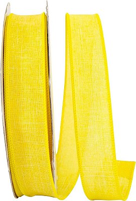Fita de borda com fio de valor diário de linho Reliant Ribbon 92573W-079-09K, 1-1/2 polegadas x 50 jardas, amarelo.