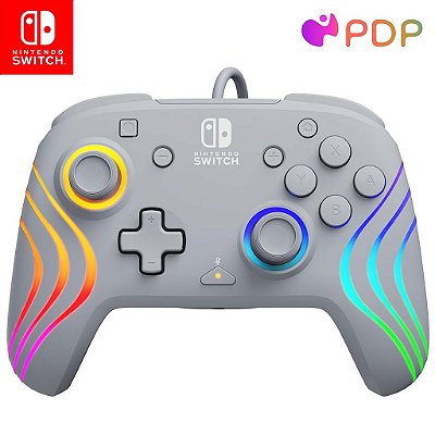 Controle com fio LED PDP Afterglow™ Wave para Nintendo Switch, Nintendo Switch/OLED - Cinza