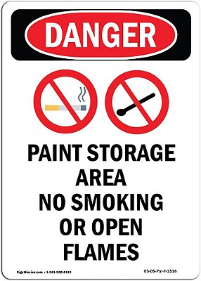 Placa de Perigo OSHA - Área de Armazenamento de Tintas | Adesivo | Proteja seu Negócio, Canteiro de Obras, Armazém e Área de Loja | Fabricado nos EUA