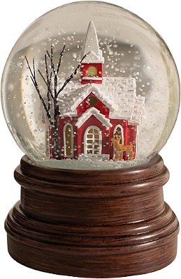 Globo de Neve Decorativo da Igreja Santuário Ashfield & Harkness com Caixa de Música a Corda e Luz LED a Bateria