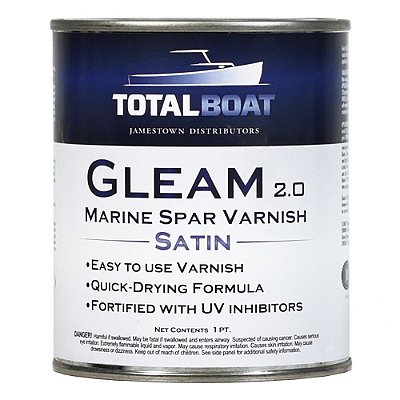Verniz Marine Spar Gleam TotalBoat, Acabamento de Poliuretano Brilhante e Acetinado para Madeira, Barcos e Móveis Externos (Acabamento Acetinado de Meio Litro)