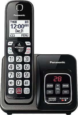 Telefone sem fio Panasonic com Bloqueio de Chamadas e Secretária Eletrônica, Sistema Expansível com 1 Aparelho - KX-TGD830M (Preto Metálico)