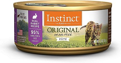 Alimento para gatos em lata natural, úmido e sem grãos com receita original de coelho da Instinct da Nature's Variety, 5.5 oz. latas (Caixa com 12)