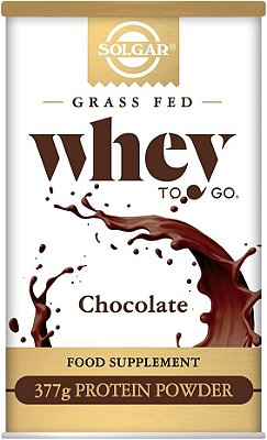 Pó de proteína de soro de leite de vacas alimentadas com capim Solgar Whey to Go Chocolate, 13,2 oz - 20g de proteína de vacas da Nova Zelândia alimentadas com capim - Sabor delicios