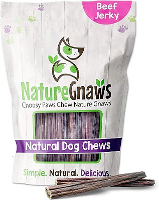 Nature Gnaws - Palitos de carne de boi para cães - Petiscos mastigáveis de gânus de boi de um único ingrediente - Petiscos para cães simples, naturais e deliciosos - Recompensa de treinamento -