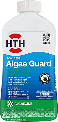 Cuidado com a piscina HTH 67084 Algae Guard Advanced, produto químico para piscina, de ação rápida, 32 fl oz.