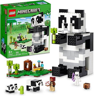 LEGO Minecraft O Refúgio do Panda, Casa Móvel de Brinquedo com Figuras de Animais de Pandas Bebês, Brinquedos para Jogos para Crianças, Ideia de Presente para Meninos e Meninas a partir de 8 anos