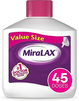Pó laxante MiraLAX, alívio suave da constipação, PEG 3350, recomendado por médicos, sem efeitos colaterais severos