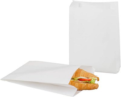 Sacola de papel Bag Tek 7 x 3 11 para lanches, 100 sacolas descartáveis para batata frita - à prova de gordura, para pipoca, biscoitos, batatas fritas e muito mais, sacolas de l