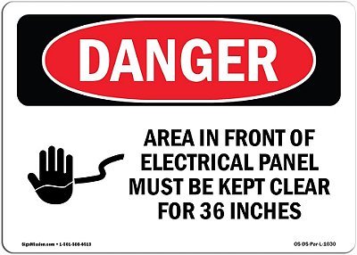 Sinal de Perigo da OSHA - Painel Elétrico Mantenha-se Afastado | Adesivo | Proteja sua Empresa, Canteiro de Obras, Armazém e Loja | Fabricado nos EUA
