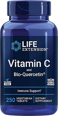 Extensão da Vida Vitamina C & Bio-Quercetina Fitosoma - Vitamina C Mais Quercetina Ultra-Absorvível para Apoio Imunológico - Sem Glúten, Não-OGM, Vegetariano - 250 Com