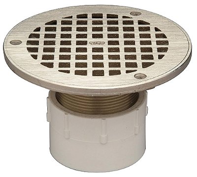 Ralo de piso ajustável Zurn FD2210-PV2, Corpo de PVC, Conexão de 2 por Solda de Solvente