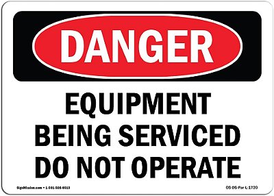 Sinal de perigo OSHA - Equipamento em manutenção Não operar | Adesivo | Proteja sua empresa, canteiro de obras, área de loja | Fabricado nos EUA