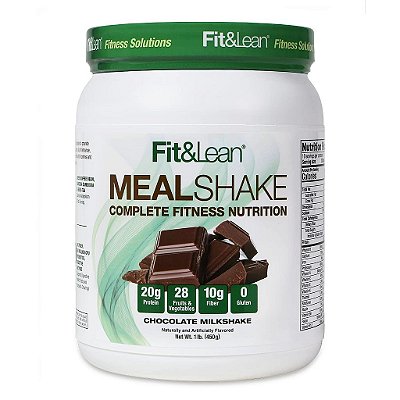 Batido de refeição Fit & Lean, substituto de refeição que queima gordura, rico em proteínas, fibras e probióticos, sabor chocolate, 454g, 10 porções por recipiente.