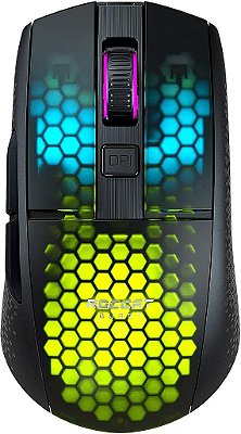 ROCCAT Burst Pro Air Leve, Mouse de Jogos Sem Fio RGB Simétrico com Sensor Óptico Owl-Eye de 19K DPI, Switches Ópticos, Roda Titan, Peso de 81 Gramas - Preto
