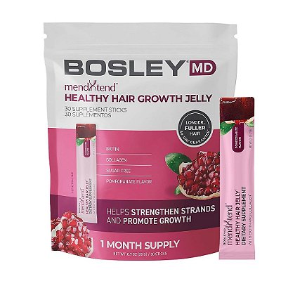 Suplementos BosleyMD para Crescimento Saudável do Cabelo com Bloqueadores de DHT para Mulheres e Homens para Cabelos mais Espessos, Mais Cheios e Mais Fortes, Suprimento de 1-2 Meses