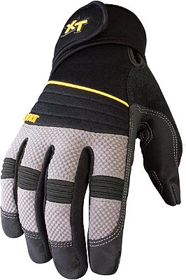 Luvas de trabalho para mecânicos Youngstown Glove Anti-Vibe XT com amortecimento de vibração para homens - duráveis, laváveis, palmas antiderrapantes - cinza escuro