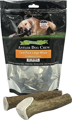 Deluxe Naturals Elk Antler Chews for Dogs | Chifres de Veado Naturais Deluxe para Cães | Chifres de Veado Coletados naturalmente nos EUA | Chifres de Veado Premium de Grau A totalmente naturais para cães |