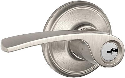 SCHLAGE F51A MER 619 Merano Alavanca fechadura de entrada com chave, níquel acetinado
