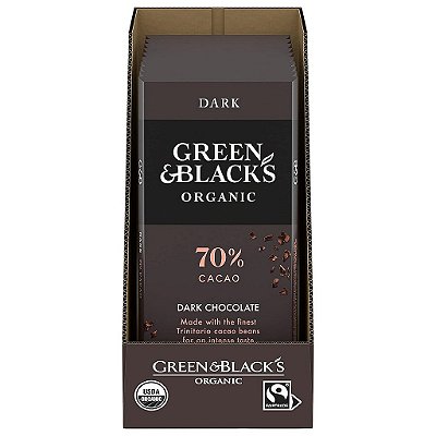 Tablete de Chocolate Orgânico Amargo Green & Black's, 70% de Cacau, 10 Tabletes de 3.17 oz