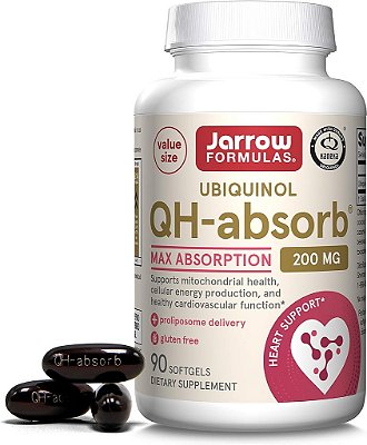 Jarrow Formulas QH-absorb 200mg: Forma Ativa de Antioxidante Co-Q10, Suplemento Alimentar - Suporta a Produção de Energia Mitocondrial e Saúde Cardiovascular - 90 Cápsulas Gelatinosas (