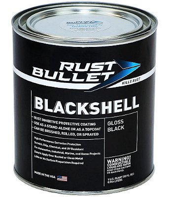 RUST BULLET - BlackShell - Inibidor de Ferrugem Preto Brilhante, Revestimento Preventivo de Ferrugem - Tratamento de Ferrugem Resistente aos Raios UV - Quartil