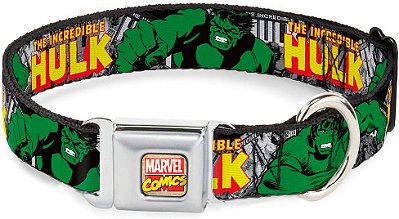 Fivela de cinto de segurança de coleira de cachorro The Incredible Hulk Action Poses Stacked Comics 18 a 32 polegadas 1,5 polegada de largura, multicolorido, grande
