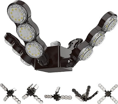 Luminária de Garagem LED SANSI, 60W (equivalente a 480W) Luz de Loja LED 6000lm 5000K Luz do Dia Super Brilhante E26 Luz de Teto LED para Garagem com 4 Painéis A