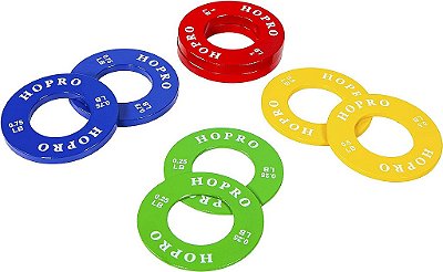 Placas fracionárias Olímpicas HoPro - Par de cada uma 1/4, 1/2, 3/4, 1, 1.25, 2.5 e 5LB de pesos