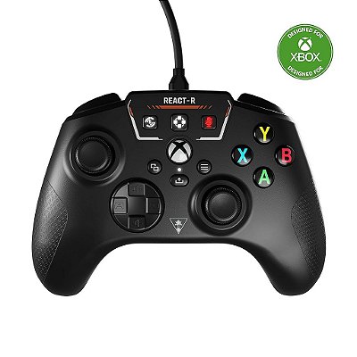 Controle de jogo com fio Turtle Beach REACT-R - Licenciado oficialmente para Xbox Series X & S, Xbox One e PC's com Windows 10|11 - Preto