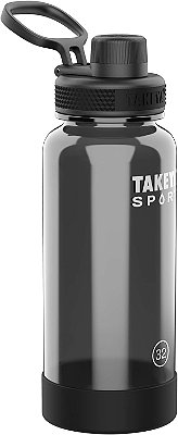 Garrafa de água esportiva de alta qualidade Takeya Tritan com tampa de bico, livre de BPA, 32 onças, preto Grand Slam