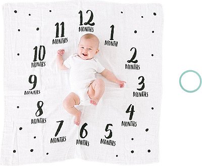 Manta de marcos do bebê Pearhead, adereço de foto mensal do recém-nascido, presente de lembrança para menino ou menina, presente para mãe nova ou grávida, grande, bolinhas.