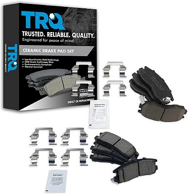 Pastilhas de freio de cerâmica TRQ compatíveis com Sebring Avenger Stratus Summit Talon Eclipse Galant