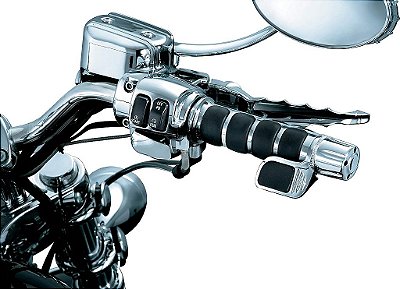 Manoplas de Guidão ISO Premium Kuryakyn 6343 com Apoio de Acelerador Contornado para Controle Eletrônico de Acelerador: Motocicletas Harley-Davidson 2008-19, Cromadas, 1 Par