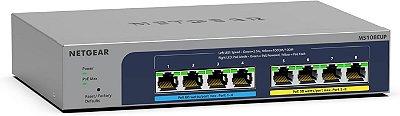 Switch Ethernet Plus PoE Multi-Gigabit Ultra60 de 8 portas da NETGEAR (MS108EUP) - Gerenciado, com 4 x PoE++ e 4 x PoE+ @ 230W, para desktop ou montagem na parede, e
