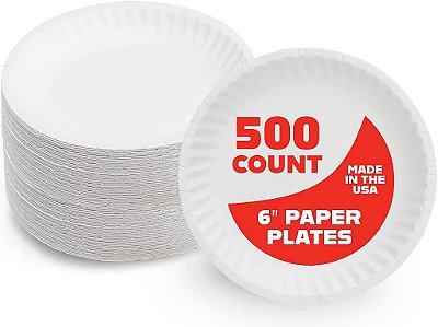 Plates de Papel Hygloss Products - ‎Placa Branca sem Revestimento - Usar para Utensílios de Alimentos, Eventos, Atividades, Projetos Artesanais e Mais - Ecologicamente Amigável - Reciclável e