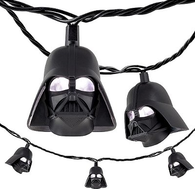 Luzes de corda STAR WARS Darth Vader, Branco Frio 5000K, 10 luzes de LED, Interno/Externo, Edição de Colecionador, Ideal para o quarto das crianças, Presente de Natal, 10 p