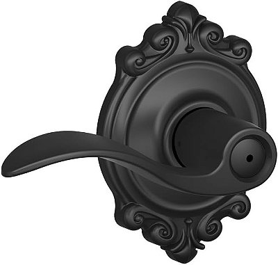 Maçaneta de alavanca Schlage Accent com Trava de Banheiro e Cama com Acabamento Brookshire em preto fosco - F40 ACC 622 BRK