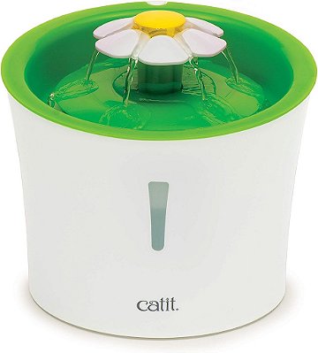 Fonte de água Catit Flower com Filtro de Triplo Ação, Fonte de água para gatos, 3 L, Verde