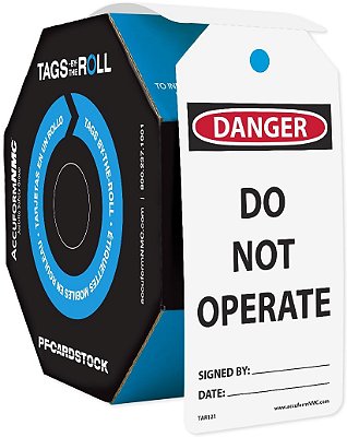 Accuform 250 Perigo NÃO Opere Etiquetas por Rolo, 6.25 x 3 x 0.01, PF-Cartão, TAR121
